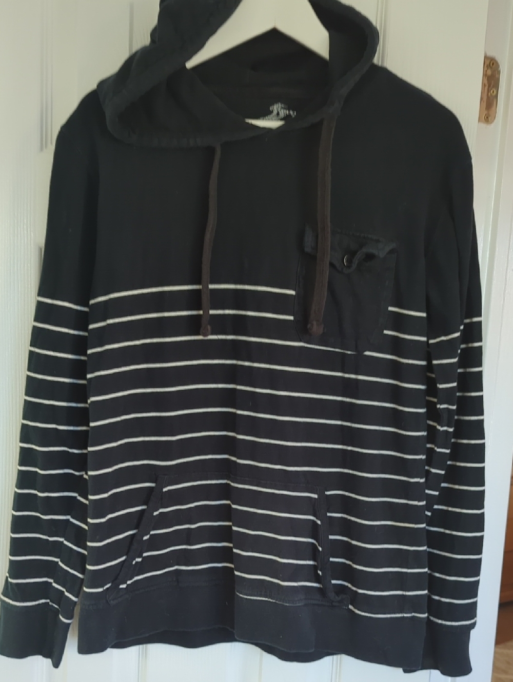 G97 Black Hooded Pullover with White Stripes